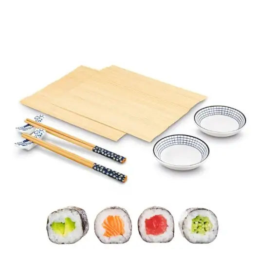 TADAR SUSHI ZESTAW 8 ELEM. 2x MISECZKA, 2x PAŁECZKI, 2x MATA BAMBUSOWA, 2x PODSTAWKA POD PAŁECZKI