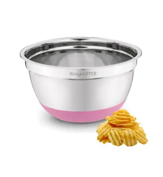KONIGHOFFER MISKA NIERDZEWNA SATYNOWA 16X8,5CM SILIKONOWA PODSTAWA RÓŻOWA
