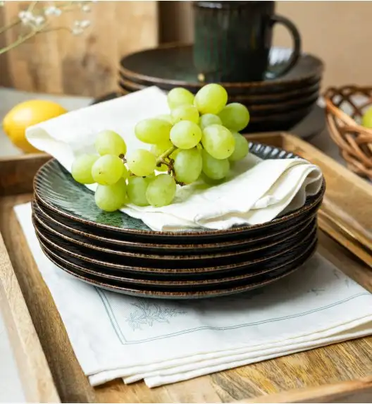 LUBIANA STONEWARE COSMOS ZIELONY | Serwis obiadowy 18 elementów dla 6 osób | odcienie zieleni | ceramika