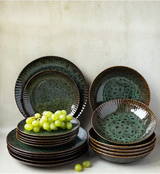 LUBIANA STONEWARE COSMOS ZIELONY | Serwis obiadowy 36 elementów dla 12 osób | odcienie zieleni | ceramika