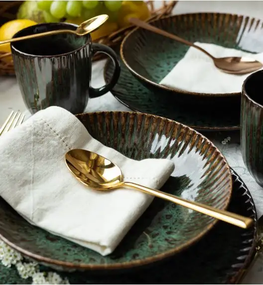 LUBIANA STONEWARE COSMOS ZIELONY | Serwis obiadowy 54 elementów dla 18 osób | odcienie zieleni | ceramika