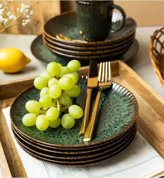 LUBIANA STONEWARE COSMOS ZIELONY | Serwis obiadowy 54 elementów dla 18 osób | odcienie zieleni | ceramika