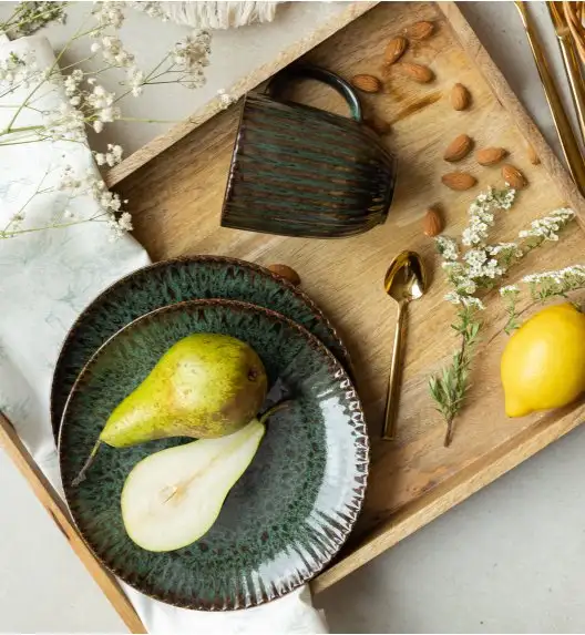 LUBIANA STONEWARE COSMOS ZIELONY | Serwis obiadowy 54 elementów dla 18 osób | odcienie zieleni | ceramika