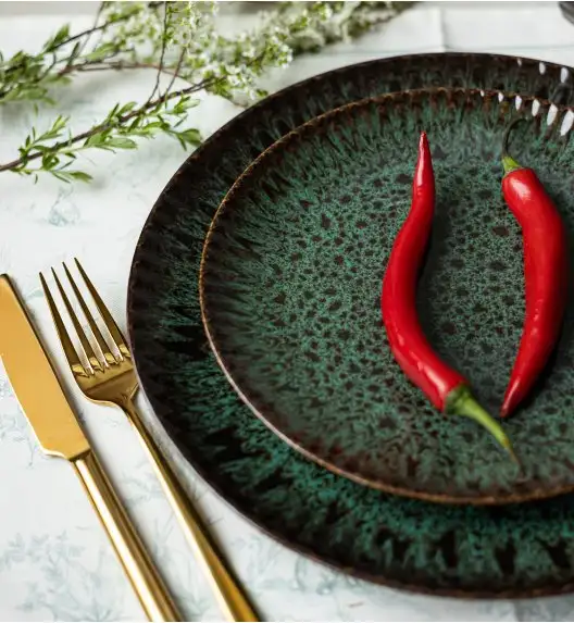 LUBIANA STONEWARE COSMOS ZIELONY | Serwis obiadowy 54 elementów dla 18 osób | odcienie zieleni | ceramika