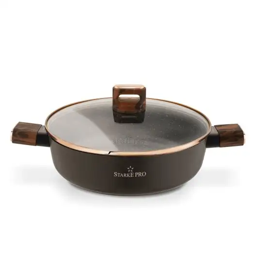 STARKE PRO STARLET PATELNIA KRÓT. UCH. Z POKRYWKĄ BROWN 28X8CM