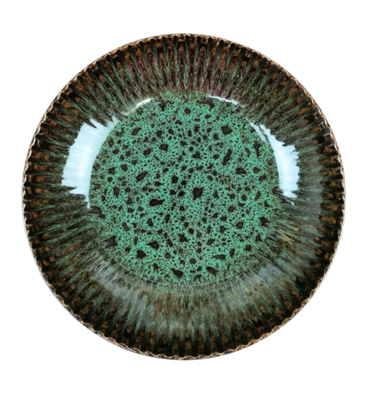 LUBIANA STONEWARE COSMOS ZIELONY / Talerz głęboki 22 cm / odcień zieleni