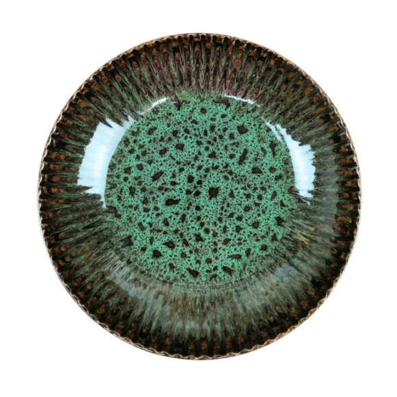 LUBIANA STONEWARE COSMOS ZIELONY / Talerz głęboki 22 cm / odcień zieleni