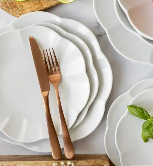 LUBIANA NAOMI Serwis obiadowy 6 osób / 18 elementów | biała porcelana