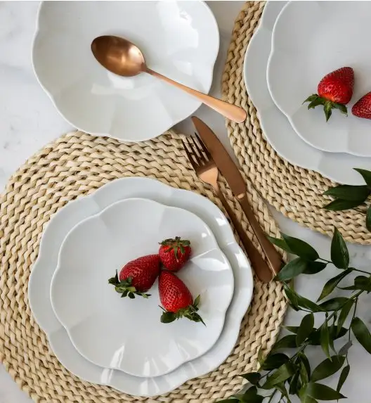 LUBIANA NAOMI Serwis obiadowy 6 osób / 18 elementów | biała porcelana