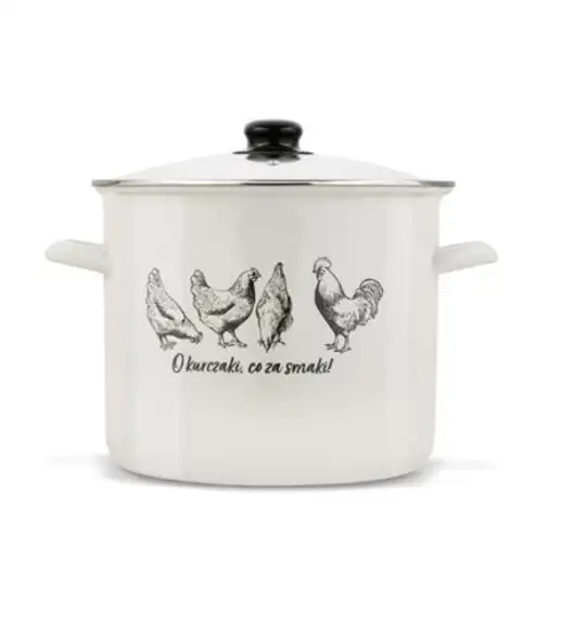 TADAR EMALIOWANY GARNEK 28CM O KURCZAKI....POKRYWA/SZ