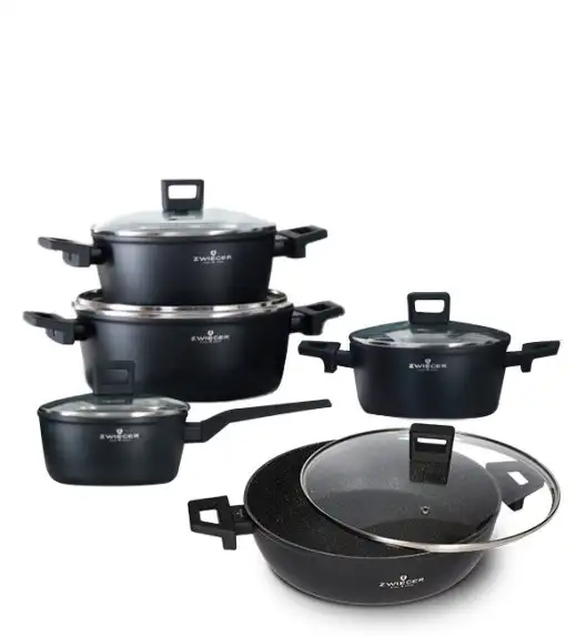 ZWIEGER FORTE Komplet garnków z pokrywkami 10 el / 16, 18, 20, 24, 28 cm / aluminium