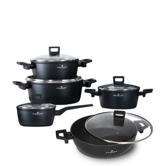 ZWIEGER FORTE Komplet garnków z pokrywkami 10 el / 16, 18, 20, 24, 28 cm / aluminium