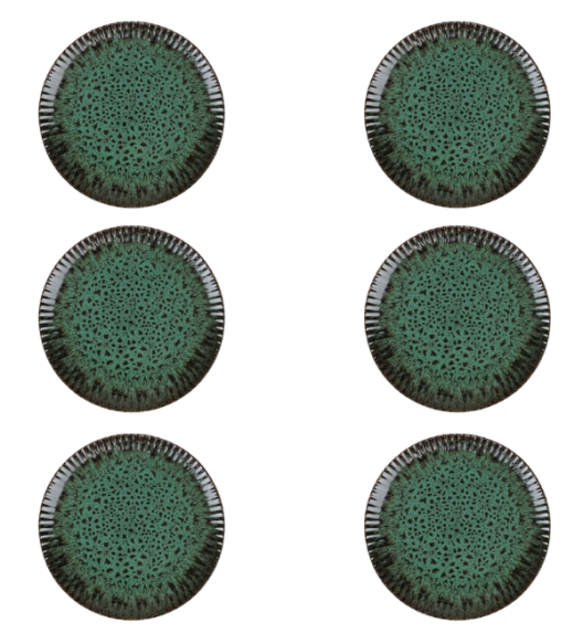 LUBIANA STONEWARE COSMOS ZIELONY / 6x Talerz deserowy 20,5 cm / odcień zieleni
