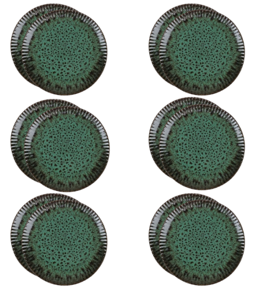 LUBIANA STONEWARE COSMOS ZIELONY / 12x Talerz deserowy 20,5 cm / odcień zieleni