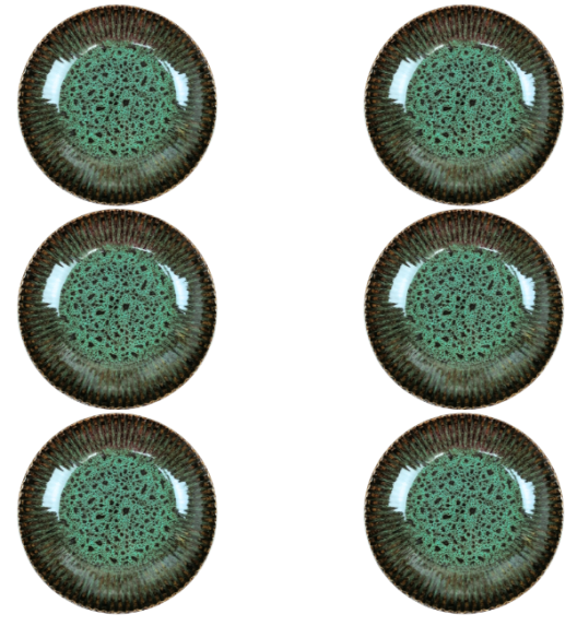 LUBIANA STONEWARE COSMOS ZIELONY / 6x Talerz głęboki 22 cm / odcień zieleni