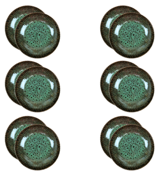 LUBIANA STONEWARE COSMOS ZIELONY / 12x Talerz głęboki 22 cm / odcień zieleni