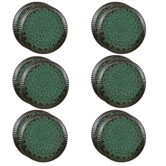 LUBIANA STONEWARE COSMOS ZIELONY / 12x Talerz obiadowy 27 cm / odcień zieleni