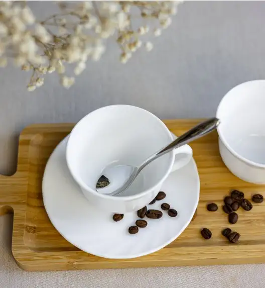 LUMINARC TRIANON Komplet 6 filiżanek 220 ml ze spodkami 14 cm| biały | szkło hartowane 