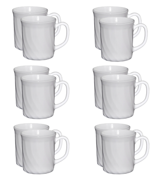 LUMINARC TRIANON 12 szt. - Kubek 290 ml | biały | szkło hartowane 