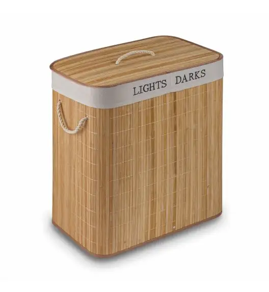 TADAR Kosz na pranie XXL duży / dwie komory / bambusowy