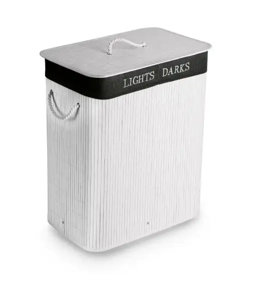 TADAR KOSZ BAMBUSOWY 2 KOMORY BIAŁY 105L 52X32X63CM