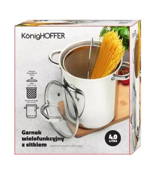 KONIGHOFFER GARNEK WYSOKI WIELOFUNKCYJNY Z SITKIEM 4L 16X21CM INDUKCJA