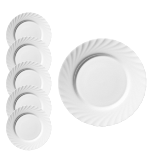 LUMINARC TRIANON 6 szt - Talerz obiadowy 24,5 cm / biały / szkło hartowane
