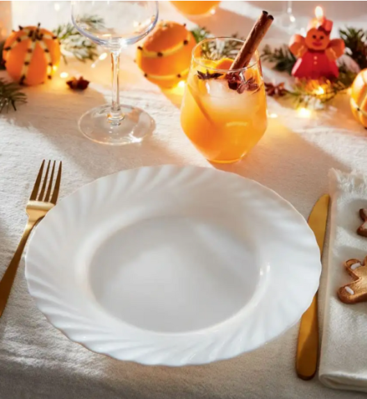 LUMINARC TRIANON 6 szt - Talerz obiadowy 24,5 cm / biały / szkło hartowane