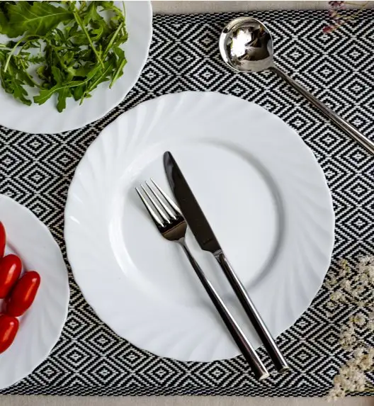 LUMINARC TRIANON 6 szt - Talerz obiadowy 24,5 cm / biały / szkło hartowane