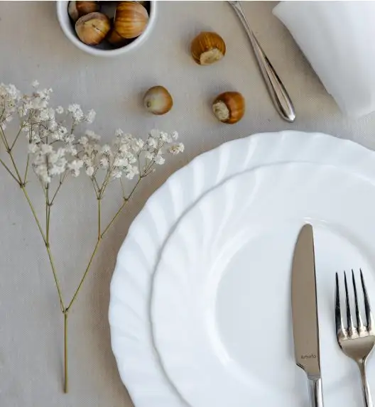 LUMINARC TRIANON 12 szt - Talerz obiadowy 24,5 cm / biały / szkło hartowane