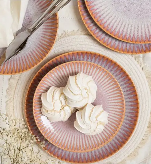 LUBIANA STONEWARE CERAMIKA | BLUSH | Serwis obiadowy 54 elementy dla 18 osób | kolor łososiowy