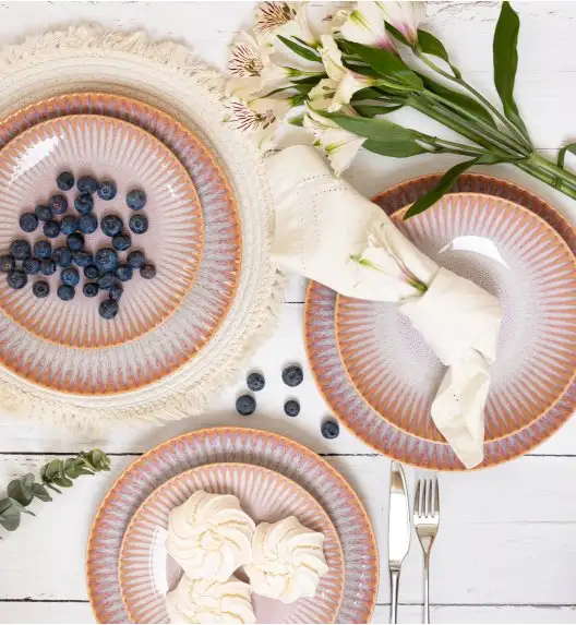 LUBIANA STONEWARE CERAMIKA | BLUSH | Serwis obiadowy 72 elementy dla 24 osób | kolor łososiowy