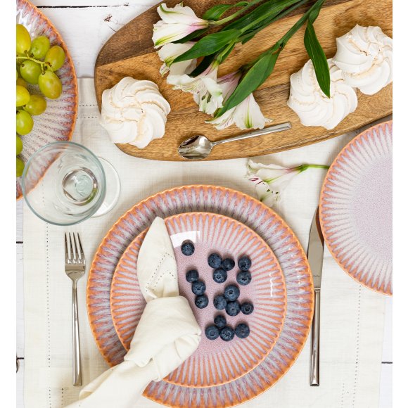 LUBIANA STONEWARE CERAMIKA | BLUSH | Serwis obiadowy 72 elementy dla 24 osób | kolor łososiowy