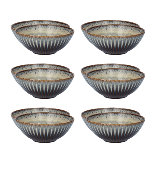 LUBIANA STONEWARE CERAMIKA / METEOR DESERT 12 SZT -  Salaterka 17 cm / odcień piaskowo-niebieski