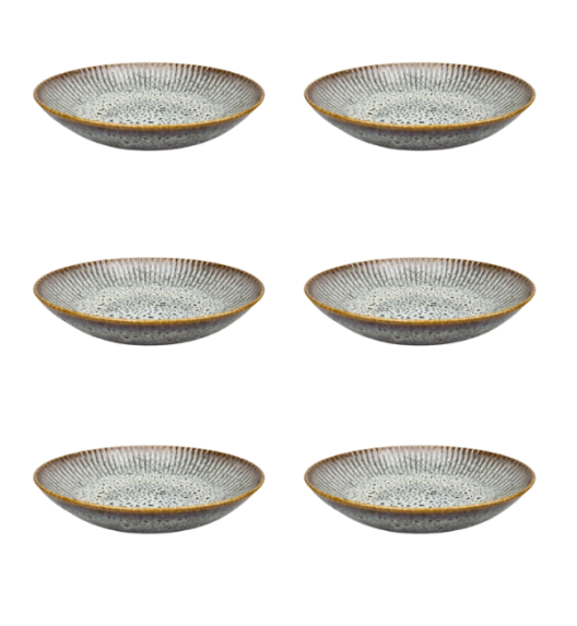 LUBIANA STONEWARE | METEOR DESERT / Talerz głęboki 22 cm x 6 SZT - luz / odcień piaskowo - niebieski