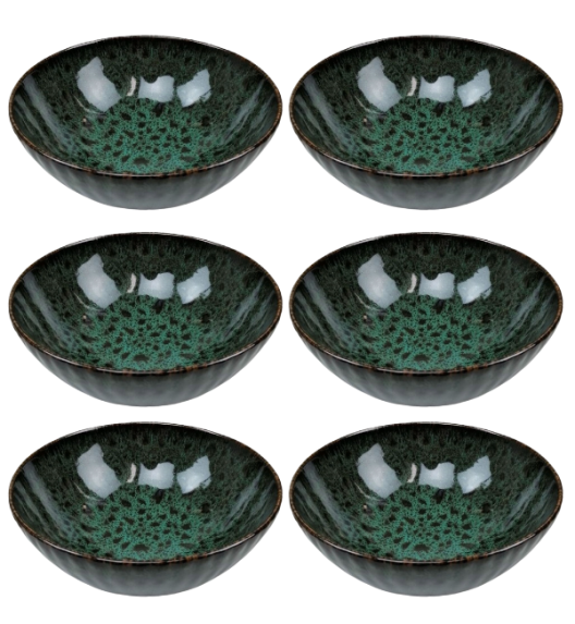 LUBIANA STONEWARE CERAMIKA / JADE ZIELONY / 6x Salaterka 17 cm / odcień zielonego
