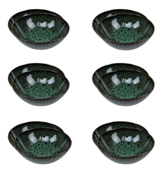 LUBIANA STONEWARE CERAMIKA / JADE ZIELONY / 12x Salaterka 17 cm / odcień zielonego