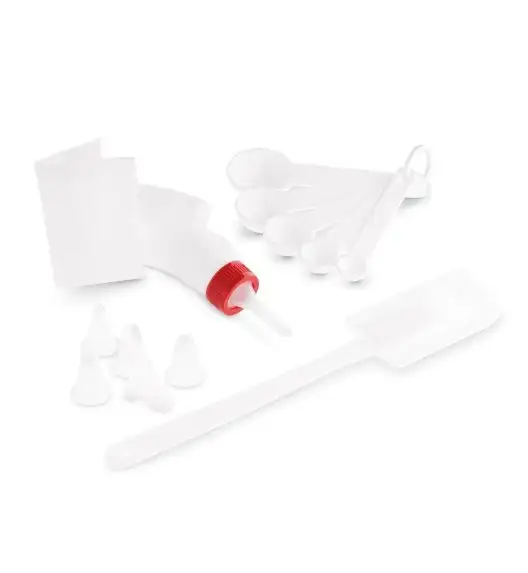 TADAR DEKORATOR DO TORTU WOREK-4 KOŃCÓWKI+SZPATUŁKA+MIARKI