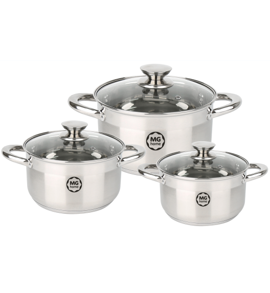 MG HOME | MODERNO KOMPLET GARNKÓW ZE STALI SZCZOTKOWANEJ 6 EL.