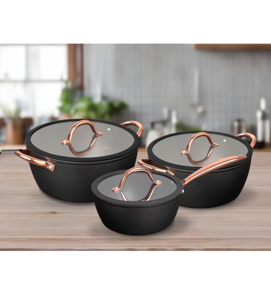 MG HOME | ROSE GOLD KOMPLET GARNKÓW ALUMINIOWYCH 6 EL.