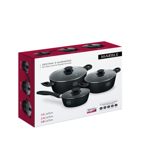 MG HOME | MARBLE KOMPLET GARNKÓW ALUMINIOWYCH 6 EL.