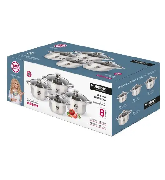 MG HOME | MODERNO STEEL BRUSHED KOMPLET GARNKÓW 8 EL.