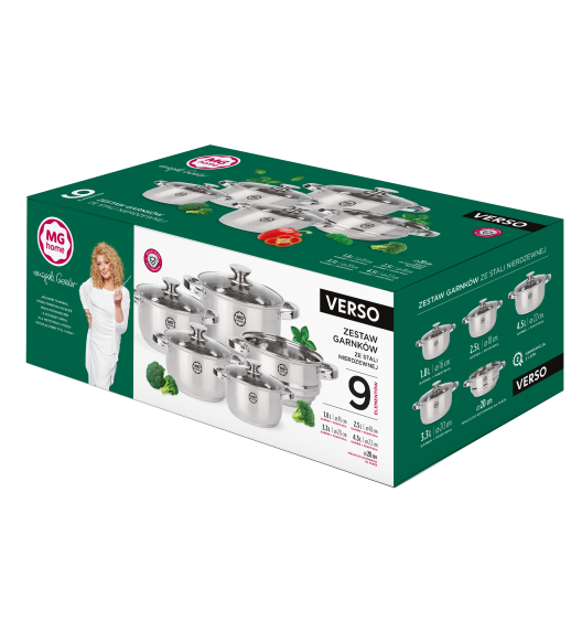 MG HOME | VERSO KOMPLET GARNKÓW 9 EL. STAL NIERDZEWNA