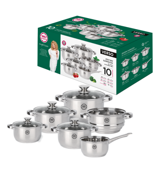 MG HOME | VERSO GARNKI 10 EL.+ WKŁAD DO GOT. NA PARZE