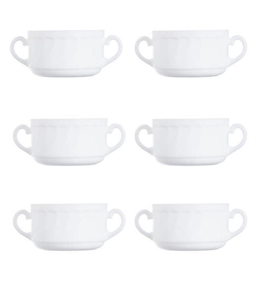 LUMINARC TRIANON WHITE Bulionówka 300 ml - 6 SZT. | 10 cm / szkło hartowane