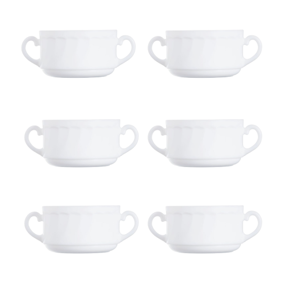 LUMINARC TRIANON WHITE Bulionówka 300 ml - 6 SZT. | 10 cm / szkło hartowane