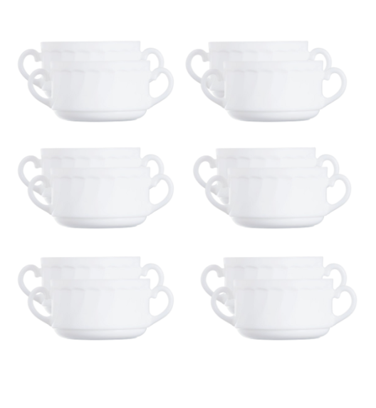 LUMINARC TRIANON WHITE Bulionówka 300 ml - 12 SZT. | 10 cm / szkło hartowane