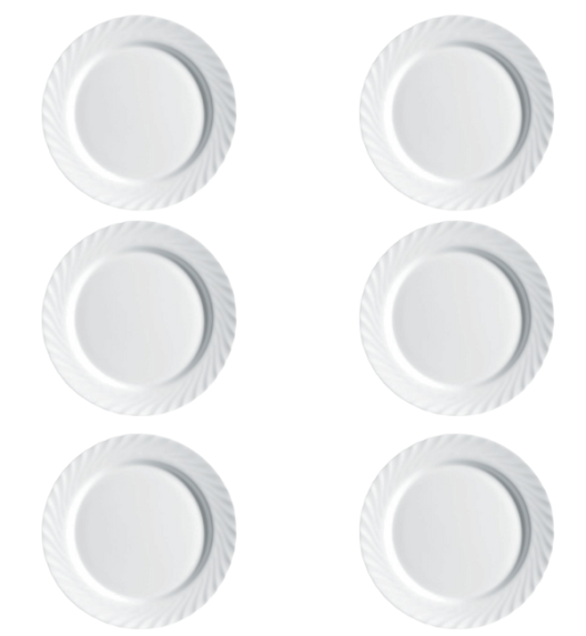LUMINARC TRIANON WHITE Talerz obiadowy 27 cm - 6 SZT. | biały | szkło hartowane | 68977/V8353