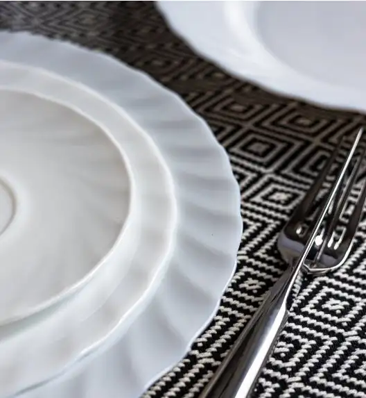 LUMINARC TRIANON WHITE Talerz obiadowy 27 cm - 12 SZT. | biały | szkło hartowane | 68977/V8353