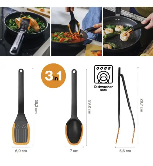 FISKARS FUNCTIONAL FORM 1027306 Zestaw kuchenny (łyżka + szpatułka + szczypce)